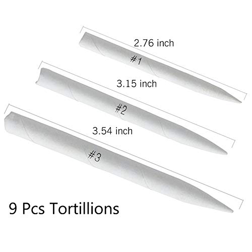 21 Pcs Blending Stumps and Tortillions Paper Art Blenders | Sandpaper Sharpener Pointer, Pencil Extension Tool, Kneaded Eraser, For Artist Charcoal Sketch Drawing