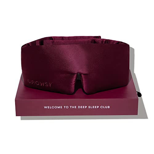 DROWSY Silk Sleep Mask - Face-Hugging, Padded Cocoon for Luxury Sleep in Total Darkness - 100% Pure Mulberry Silk (La Vie En Rouge) - color: La Vie En Rouge, size: 1 Count (Pack of 1)