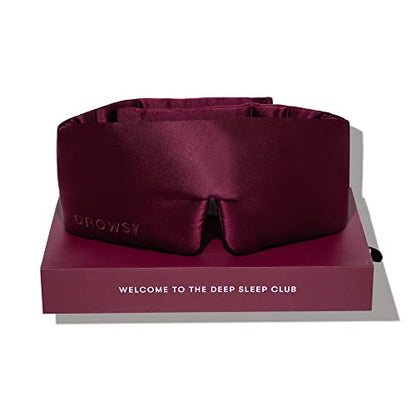 DROWSY Silk Sleep Mask - Face-Hugging, Padded Cocoon for Luxury Sleep in Total Darkness - 100% Pure Mulberry Silk (La Vie En Rouge) - color: La Vie En Rouge, size: 1 Count (Pack of 1)