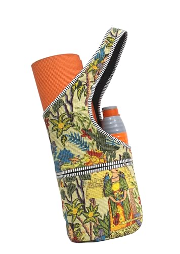INDIAN CRAFT CASTLE Yoga Mat Bag | Tote Mat Bag | Sling Yoga Tote w/Large Side Pocket & Zipper Pocket | Yoga Mat Carrier Fits Most Size Mats - color: Multicolor