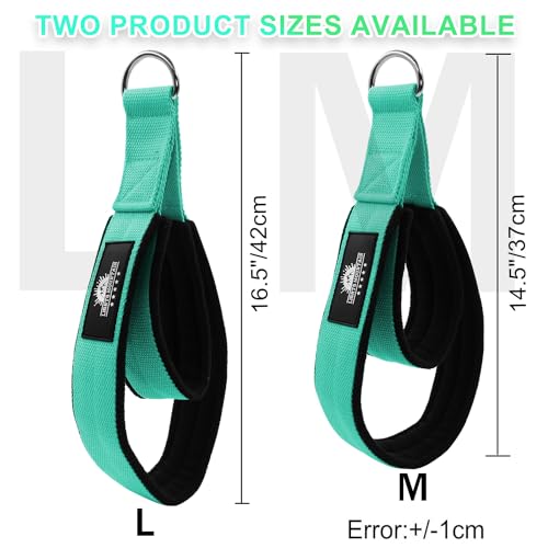 Durable Pilates Double Loop D-Ring Straps - Padded Handles for Reformer, Yoga & Home Gym Workouts - color: lakegreen, size: L