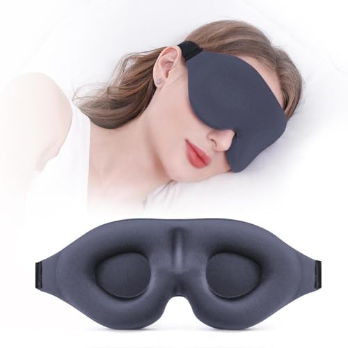 Sleep mask 3D Contoured Eye Cover Dark Gray 1pc with Adjustable Strap and Eyelash Space for Side Sleepers Travel Naps Meditation and Nighttime Light Shielding Comfort - color: Gray