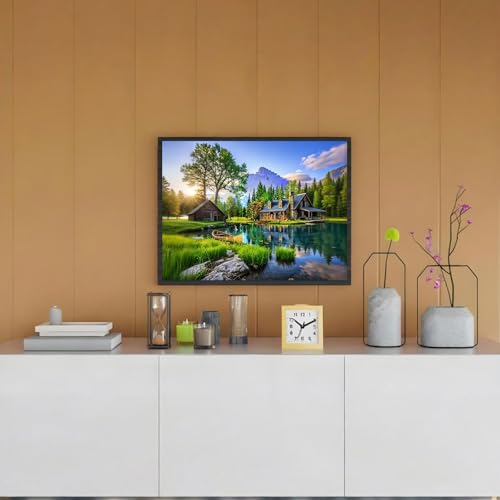 Shouruihua Diamond Painting Kits for Adults, Mountain Scene Diamond Art Kit | Tranquil Mountain Cabins & Lakes, Gem Art, Diamond Dotz Kits, Diamond Dots, Full Round Drill Diamond Painting, 15.7x11.8 in - color: Natural Scenery