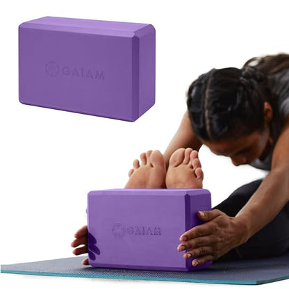 Gaiam Yoga Block - Supportive Latex-Free Eva Foam - Soft Non-Slip Surface with Beveled Edges for Yoga, Pilates, Meditation - color: Deep Pueple, style: 1 Block