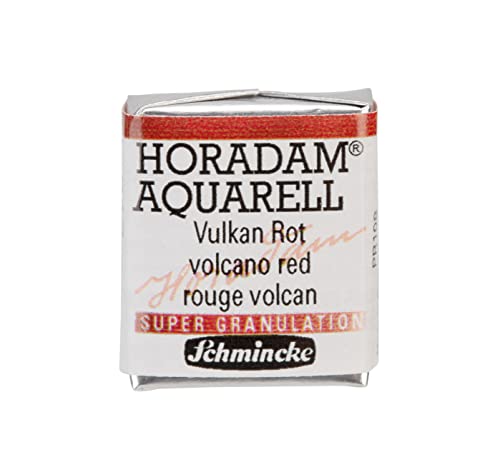 Schmincke - HORADAM® AQUARELL, Super Granulation, 14 913 044 Volcano Red, 1/2 Pans, Very Strong granulating Colors, Finest, Super granulating Watercolors - color: 913 volcano red