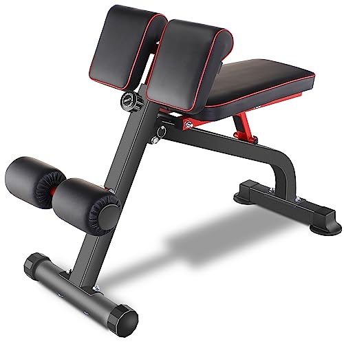 BODYRHYTHM Compact Adjustable Weight Bench for Full Body Strength Training, Ab/Back Hyper Roman Chair, Adjustable Ab Sit up Bench, Incline Decline Bench, Flat Bench, Hyperextension Bench, Back Extension Machine - color: Black