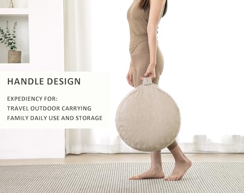 Meditation Cushion, Comfortable Meditation Pillow with Peacock Feather Jacquard Cover. Buckwheat Hull Filled Zafu Floor Pillow 16 * 16 * 5 in - color: Apricot Gray