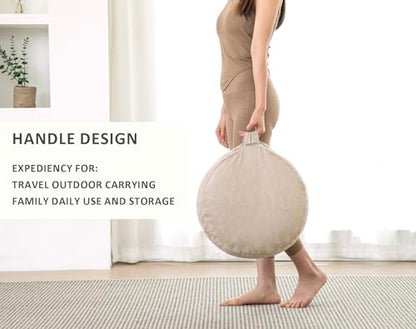 Meditation Cushion, Comfortable Meditation Pillow with Peacock Feather Jacquard Cover. Buckwheat Hull Filled Zafu Floor Pillow 16 * 16 * 5 in - color: Apricot Gray