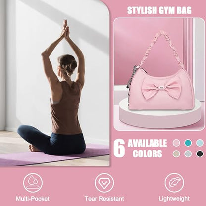 WOLT Gym Bag For Women, Yoga Mat Bag with Shoes Compartment, Wet Pocket and Water Bottle Pocket - color: Pink