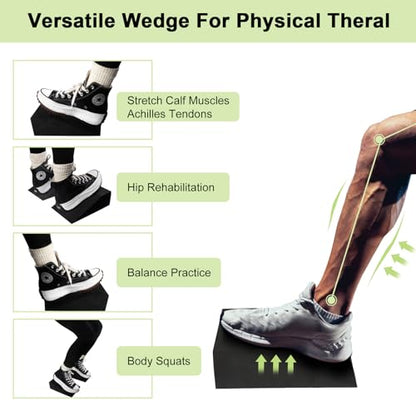2 Pack Incline Squat Wedge Blocks - Non-Slip Heel Elevated Squat Wedge Boards - Versatile Calf Stretcher Slant Boards Ramp for Yoga, Pilates, Weightlifting, Strength Training & Home Gym Fitness