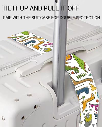 Luggage Straps for Suitcases, Adjustable Travel Belt, Durable Wide Luggage Strap, Cute Suitcase Strap Identifiers with Buckle, Bag Straps for Luggage, Cute Dinosaurs - color: Cute Dinosaurs