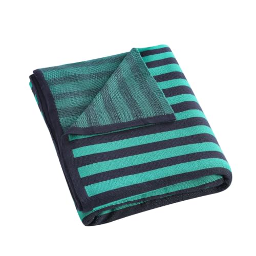 BOV Cooling Knit Throw Blanket 50x60, 100% Viscose, Gray Green Stripe - color: Moss & Charcoal