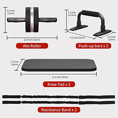 Ab Roller Wheel for Abs Workout with 2 Knee Pads for Home Gym - color: Black