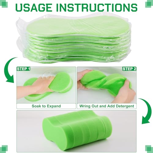 Vesici 24 Pack Large Sponges Bulk Multi-Purpose Extra Large Sponge for Washing Cars Field Day Water Games Household Cleaning Car Boat Bike Kitchen Bathroom Vacuum Compressed Packing (Bright Green) - color: Bright Green