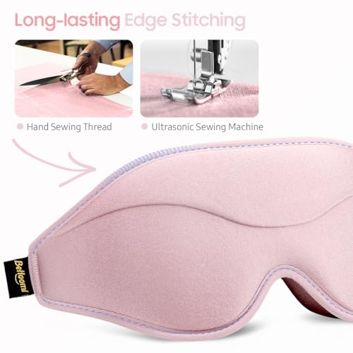 BeHoomi Sleep Mask, Premium Eye Mask for Sleeping, Total Blackout, Super Soft Comfort, Adjustable Fit, Upgraded 3D Ergonomic Designed Sleeping Mask for Home, Office, Travel, Meditation, Yoga, Pink - color: Pink