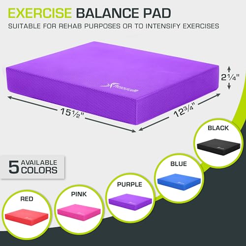 ProsourceFit Exercise Balance Pad, Non-Slip Cushioned Foam Mat & Knee Pad for Fitness and Stability Training, Yoga, Physical Therapy - color: PURPLE, size: 15x12
