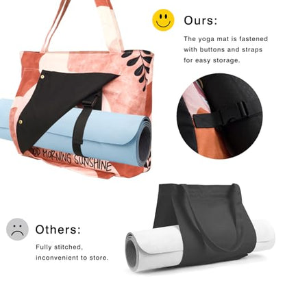 Yoga Mat Bag Yoga Bags and Carriers Fits All Your Stuff Yoga Tote Bag with Zipper Pocket Yoga Mat Carrier Pilates Bag Take in Out Mat Easily - color: Good Morning Sunshine