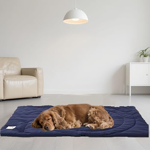 Lightly Padded Roll-Up Travel Dog Mat Settle & Place Training - color: Blue, size: Medium(37.4"x25.6")