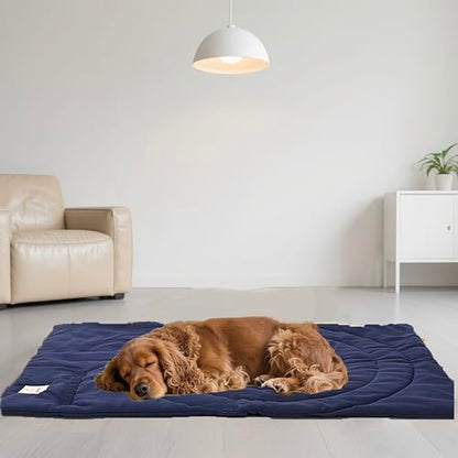 Lightly Padded Roll-Up Travel Dog Mat Settle & Place Training - color: Blue, size: Medium(37.4"x25.6")