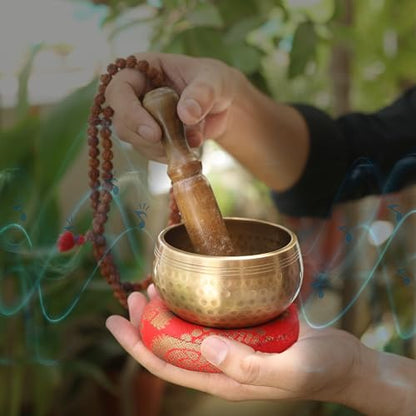 Tibetan Singing Bowls Set - Meditation Sound Bowl Stress Relief Tool and Spiritual Decor for Yoga Mindfulness, Healing & Chakra balancing Relaxation by Himalayan 3.5"