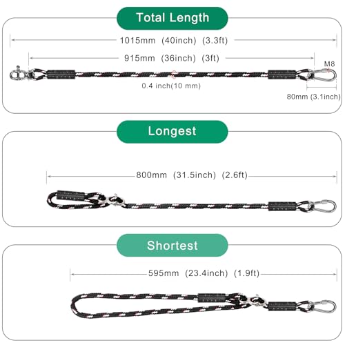 SELEWARE 3FT Heavy Duty Tree Swing Ropes, Adjustable Hammock Tree Straps | 2 Pcs Black Swing Straps Hanging Kit w/Stainless Steel Carabiners for Indoor Outdoor Swing Hammock Playground Set Accessories - size: 3ft (2 Pcs)