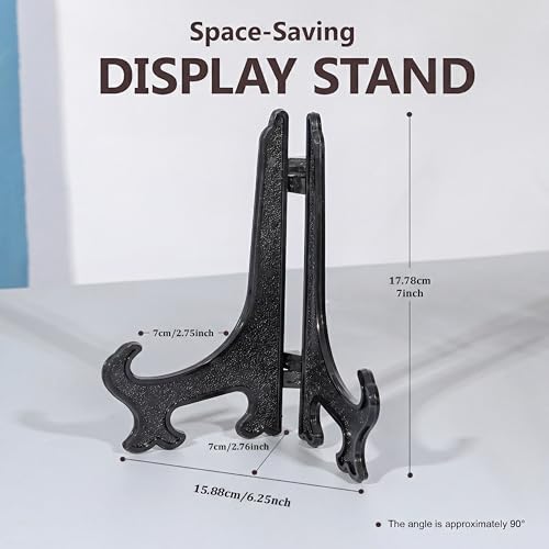 Artliving 7 Inch Black 12pcs/Set Plastic Easels Plate Display Stands Picture Frame Stand Holder - color: Black, size: 7 inch (12 pack)