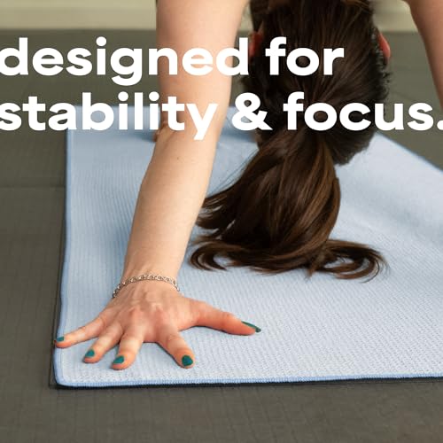 S&T INC. Aura Microfiber Yoga Mat Towel with Grip, 2 Pack, 24" x 72", Blue | Silicone Grip Backing, Soft and Absorbent, Quick-Dry for Gym, Pilates, and Hot Yoga, Compact for Gym Bag, Machine Washable - color: Blue 2pk