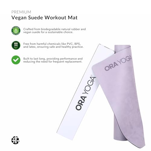 Non-Toxic Premium Suede Large Workout Mat - 3mm Thick With Strap - Eco-Friendly Exercise Mat for Women & Men - Non-Slip for Pilates, Gym, Home Workout