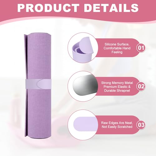 Yoga Mat Strap Slap Band, One Snap Yoga Mat Slap Band for Keep Mats Tightly Rolled Exercise Mat Sling Holder - color: Light Purple