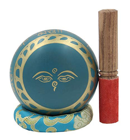 DharmaObjects Medium Tibetan Meditation Om Mani Padme Hum Peace Singing Bowl With Mallet - color: Turquoise, size: Medium