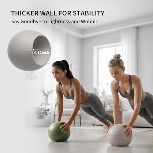 Pilates Ball 8 inch, Small Yoga Ball Extra Thick, Mini Pilates Ball with Pump, Non-Slip Surface Small Exercise Ball for Physical Therapy, Stretching, Strength & Core Training - color: Beige Gray