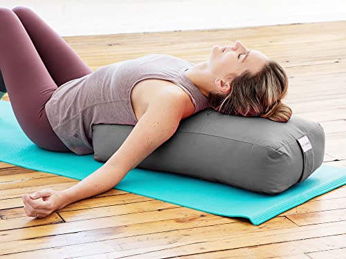 Pranayama Yoga Bolster Meditation Pillow - color: Grey, size: Rectangular 28" x 12" x 8"