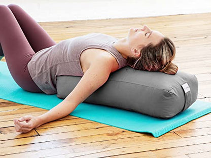 Pranayama Yoga Bolster Meditation Pillow - color: Grey, size: Rectangular 28" x 12" x 8"