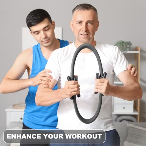 15" Pilates Ring, Dual-Grip Pilates Ring Lightweight Circle Yoga Rin-g for Enhance Thigh and Arm Strength, Body Exercise Tool for Home Gym