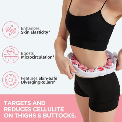 Cellulite Massage Tool - Lymphatic Drainage Massager - Muscle Roller, Deep Fascia Massage, Dimpled Skin Removal, Legs/Thighs/Buttocks, Anti-Cellulite Roller, Smooth Skin (14 Wheel - Pink) - color: White Pink