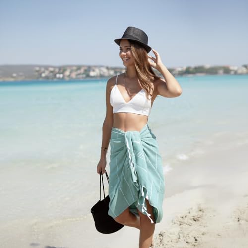 WETCAT Turkish Beach Towel Oversized (38"x71") 100% Turkish Cotton, Made in Turkey - Sand Free, Extra Large, Ultra Soft, Quick Drying, Compact & Lightweight for Travel - Teal - color: Teal, size: Beach Towel (38" x 71")
