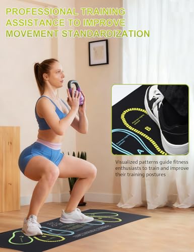 Squat Mat with Foot Position,Large Squat Target Pad 30'' X 13.8'',4mm Thickness Squat Mat Foot Positioning, Exercise Mat for Squats, Leg and Abdominal Workouts - color: Black