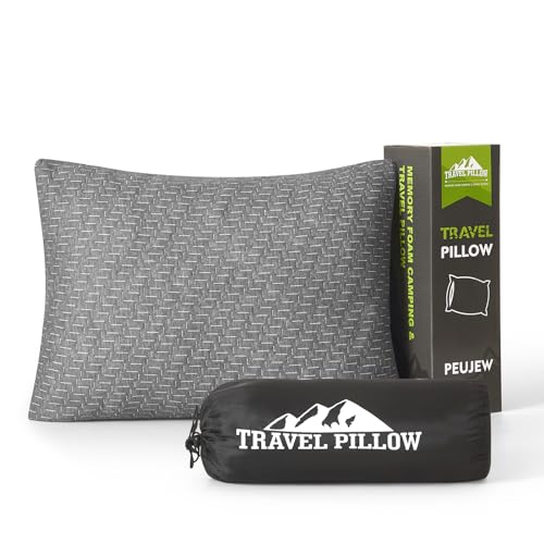 Small Shredded Memory Foam Pillow, Camping Pillow Travel Pillow - Compressible Medium Firm, Breathable Cover, Ideal Backpacking Hiking, Airplane and Car - color: Grey, size: S-16 X 12 Inch