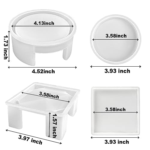 RESINWORLD Resin Coaster Molds Set, Upgrade 10 pcs Silicone Coaster Molds Kit Storage Box Mold for Resin Casting, Square Round Coaster Epoxy Molds