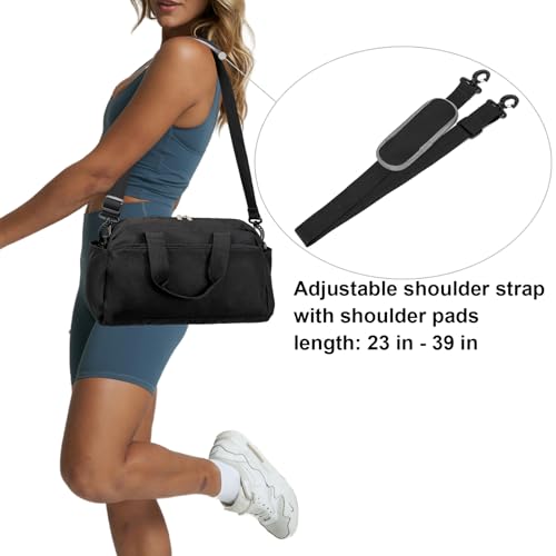 14 inch Small Gym Bag for Women & Men, Mini Duffel Bag for Travel Sports Lightweight Carry On Bag, Black - color: Black
