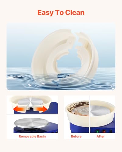 VEVOR 14in Pottery Wheel for Adults Beginners, 0-6in Height-Adjustable, 450W Pottery Forming Machine 60-300RPM Electric Ceramic Wheel, Blue - color: Blue