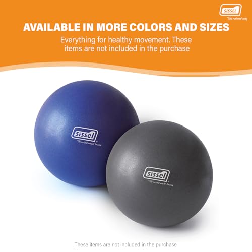 SISSEL Pilates Soft Ball Gray | 8.5 in | Phthalate- & Latex-Free PVC | for Deep Relaxation & Muscle Strengthening | 340 lbs Capacity | Includes Exercise Guide - color: Blue, size: 10"