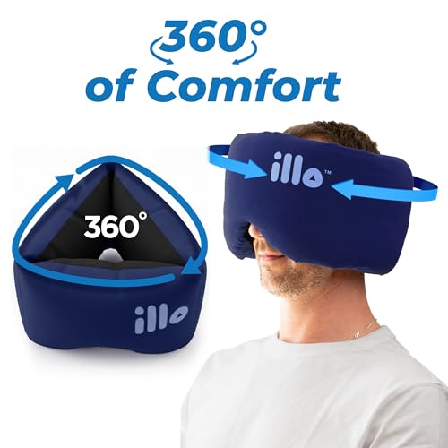illo Sleep Mask - Thick 360 Fluffy Full Head Blocks Light & Muffles Sound - color: Midnight Blue