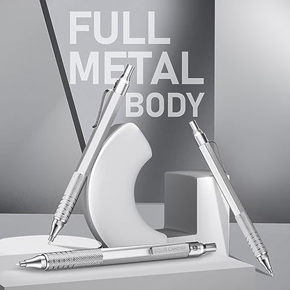 Four Candies Metal Mechanical Pencil Set with Case, 0.5mm, 3PCS, Silver | 480PCS HB Lead Refills, 3 Erasers+9 Eraser Refills, Anti Grip, for Drafting, Engineering, Technical Drawing, Art Projects - color: Silver, style: 0.5 MM