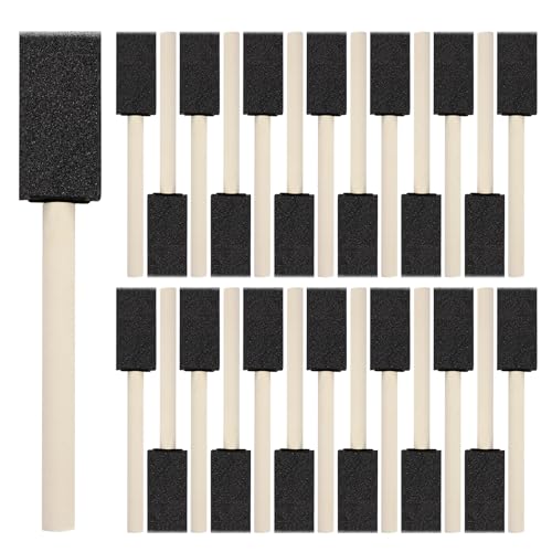 40 Pcs 1'' Foam Paint Brushes, Sponge Paint Brush, Wooden Handles Foam Brush, Sponge Brushes for Painting, Craft, Staining, Varnish, Touch Up - size: 40 Packs 1 inch