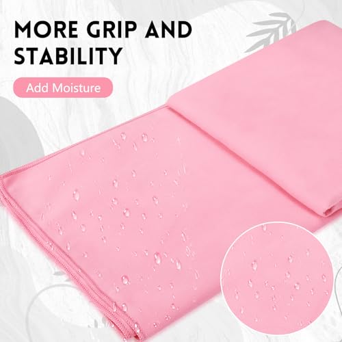 Breling 4 Pack 72" x 24" Hot Yoga Towel Non Slip Microfiber Mat Towel Sweat Absorbent Soft Pilates Mat Essentials for Hot Yoga Pilates Exercise (Pink) - color: Pink