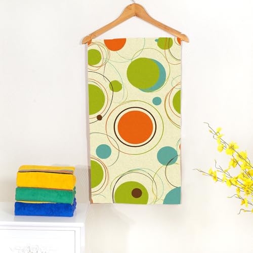 Retro Abstract Lines Bath Towel 15X30 Inch Washcloths Orange Green Blue Colors Face/Body/Hair/Hand Towel for Spa Gym Yoga Swim Bathroom Kitchen Hotel - color: Retro Abstract Lines
