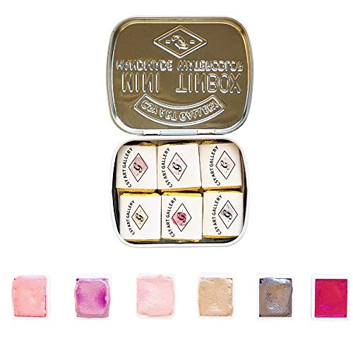 Handmade Metallic Watercolor Paints Set Of Half Pans Shimmering Metal Glitter Colors Professional Water Color Painting Perfect Travel Watercolor Set for Artists(Pink Peach)