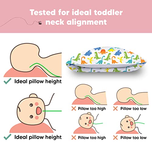 Toddler Pillow with Pillowcase, 13x18 My Little Dreamy Pillow (Happy Dino) - color: Happy Dino
