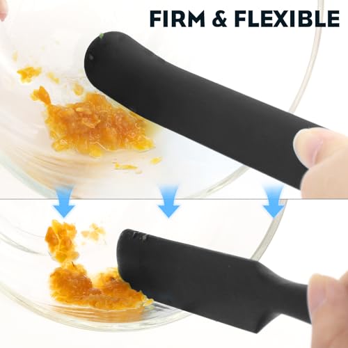 3pcs Silicone Jar Spatulas 10in Long Skinny Heat-Resistant, Narrow Spatula Set for Scraping Peanut Butter, Sourdough, Jam in Small Containers, Blenders & Baking (Black) - color: Black